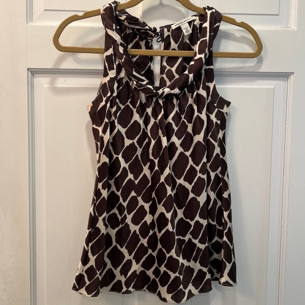 Banana Republic Animal Print Rolled Neck Summer Blouse